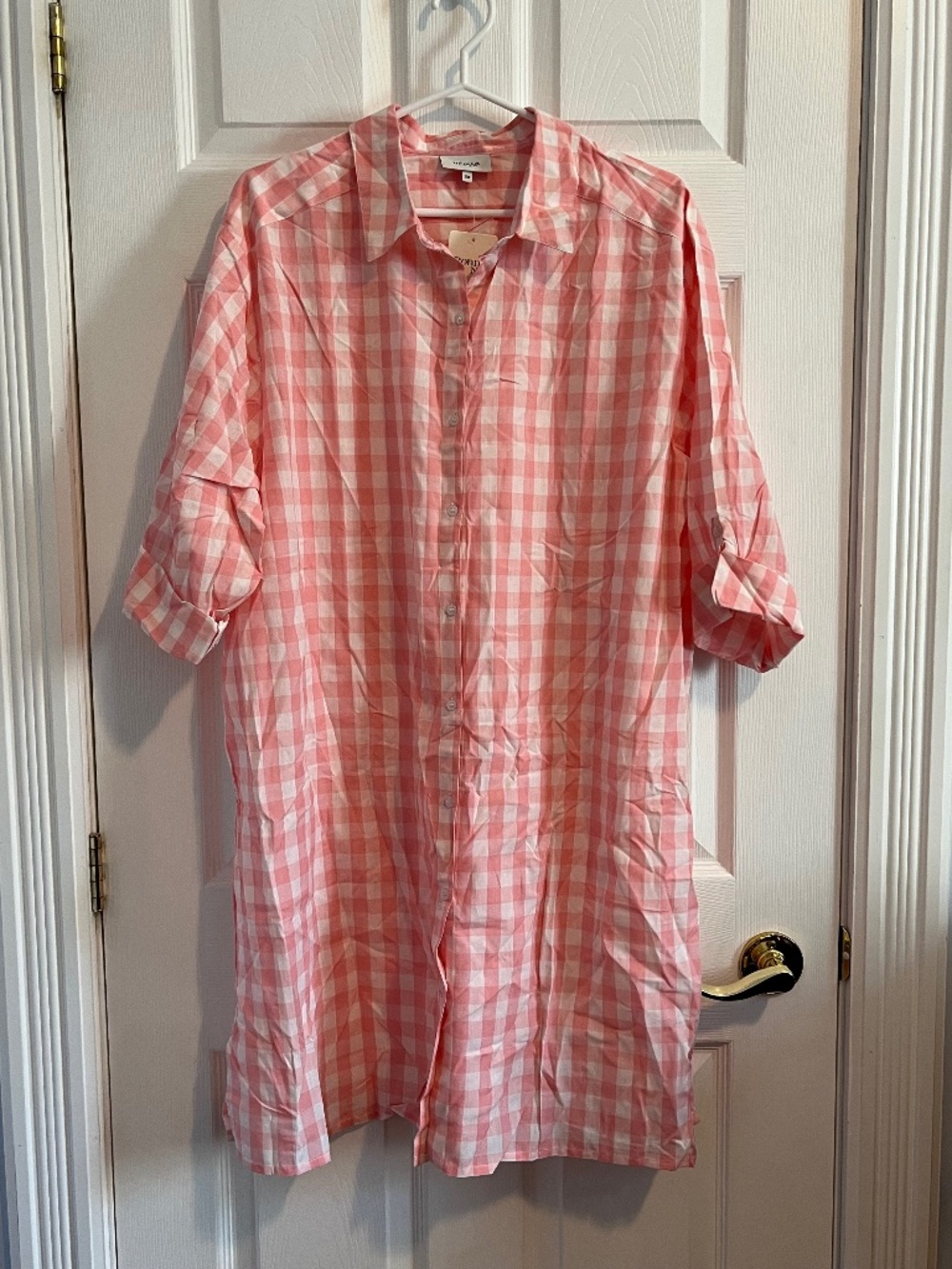 Pink plaid button-up sleepshirt - NWT